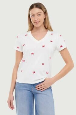 Wildfox Crabby Crabs Avery Tee Snow White Size XL